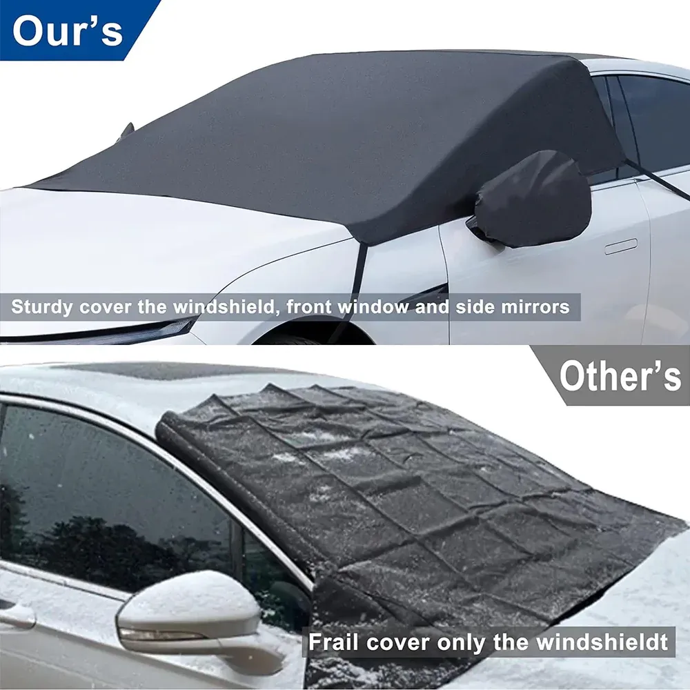 Custom Text For Car Windshield Snow Cover, Compatible with All Cars, Large Windshield Cover for Ice and Snow Frost with Removable Mirror Cover Protector, Wiper Front Window Protects Windproof UV Sunshade Cover TS15983