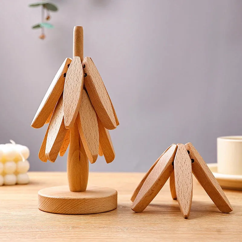 Wooden Tree Shape Pot Coasters